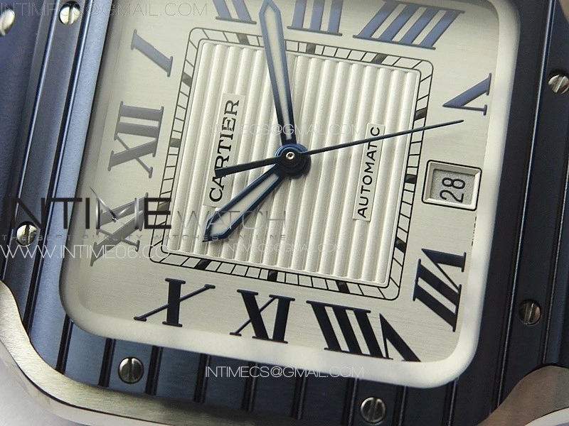 Santos de Cartier 40mm SS Cer GF 1:1 Best Edition White Dial on Blue Rubber Strap MIYOTA 9015