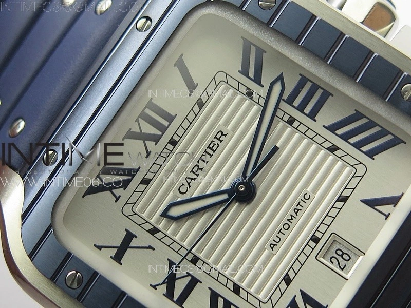 Santos de Cartier 40mm SS Cer GF 1:1 Best Edition White Dial on Blue Rubber Strap MIYOTA 9015