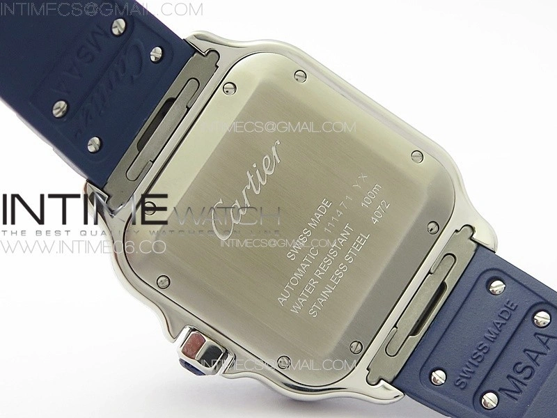 Santos de Cartier 40mm SS Cer GF 1:1 Best Edition White Dial on Blue Rubber Strap MIYOTA 9015