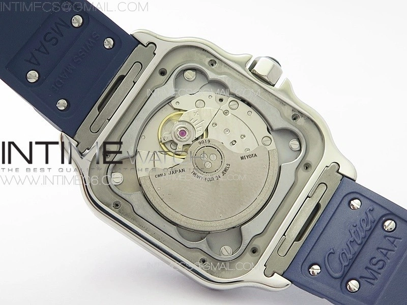 Santos de Cartier 40mm SS Cer GF 1:1 Best Edition White Dial on Blue Rubber Strap MIYOTA 9015
