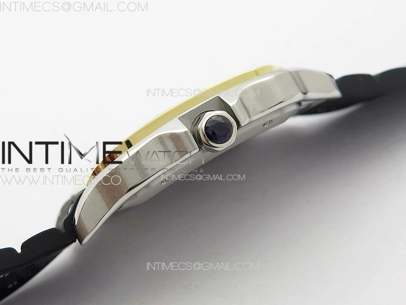 Santos de Cartier 40mm SS YG GF 1:1 Best Edition White Dial on Black Rubber Strap MIYOTA 9015