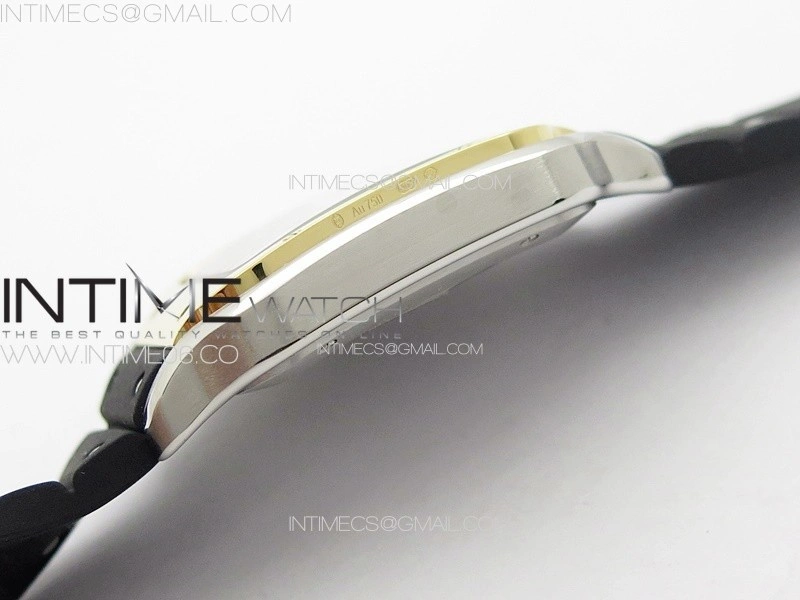 Santos de Cartier 40mm SS YG GF 1:1 Best Edition White Dial on Black Rubber Strap MIYOTA 9015