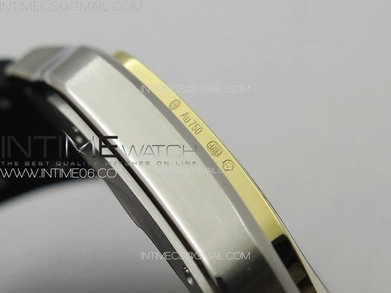 Santos de Cartier 40mm SS YG GF 1:1 Best Edition White Dial on Black Rubber Strap MIYOTA 9015