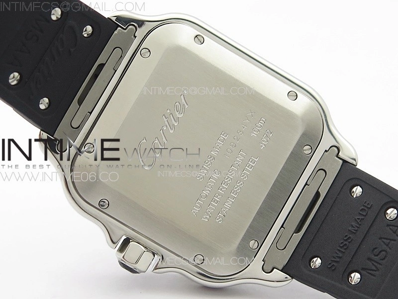 Santos de Cartier 40mm SS YG GF 1:1 Best Edition White Dial on Black Rubber Strap MIYOTA 9015