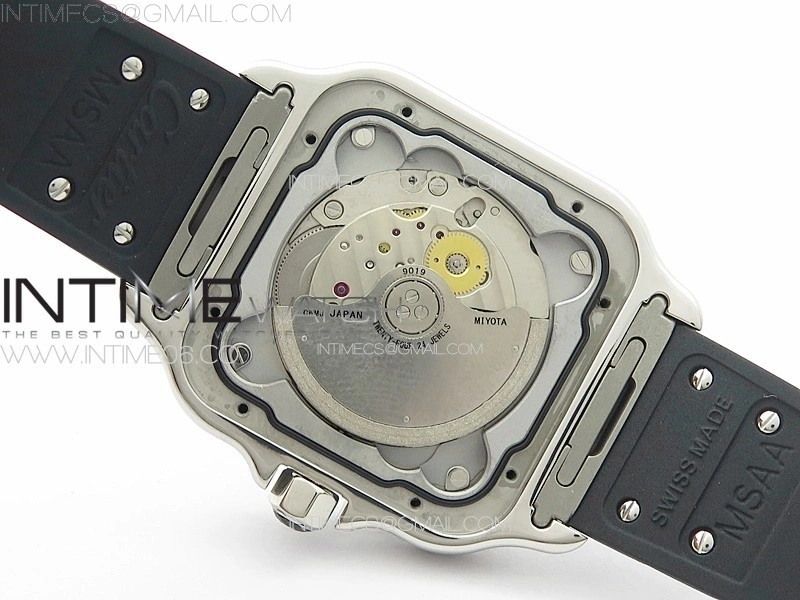 Santos de Cartier 40mm SS YG GF 1:1 Best Edition White Dial on Black Rubber Strap MIYOTA 9015
