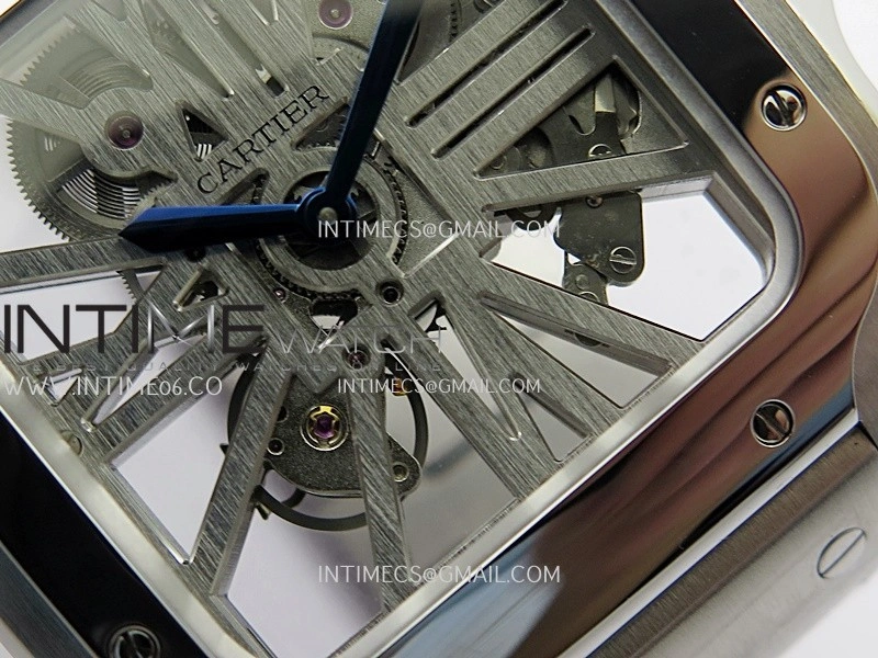 Santos de Cartier Skeleton SS MLF Skeleton Dial On SS SmartLink Bracelet Super Clone 9611MC