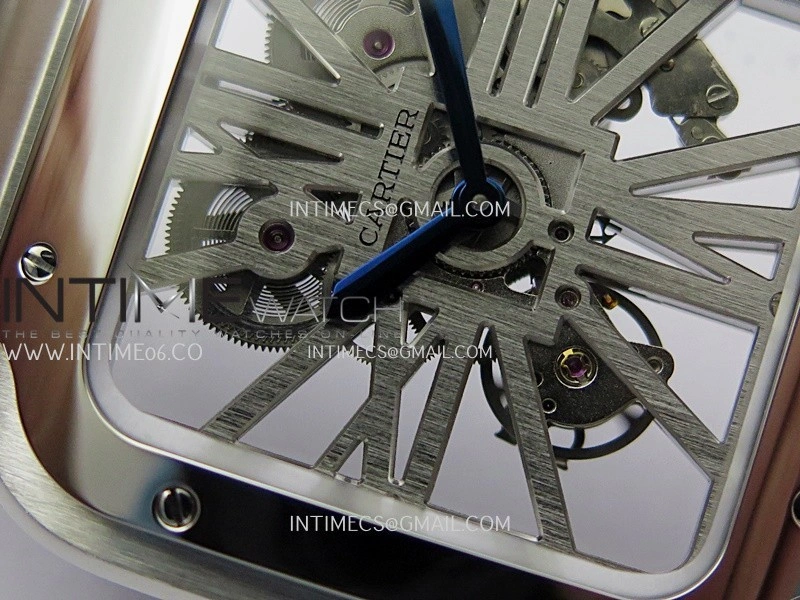 Santos de Cartier Skeleton SS MLF Skeleton Dial On SS SmartLink Bracelet Super Clone 9611MC