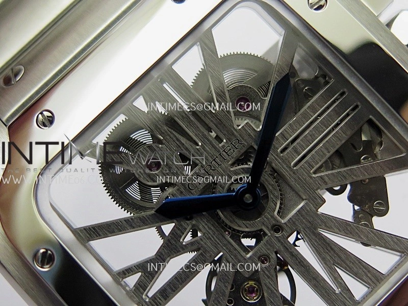 Santos de Cartier Skeleton SS MLF Skeleton Dial On SS SmartLink Bracelet Super Clone 9611MC