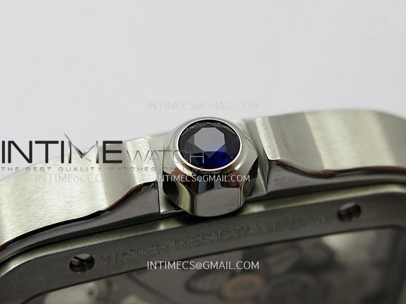 Santos de Cartier Skeleton SS MLF Skeleton Dial On SS SmartLink Bracelet Super Clone 9611MC