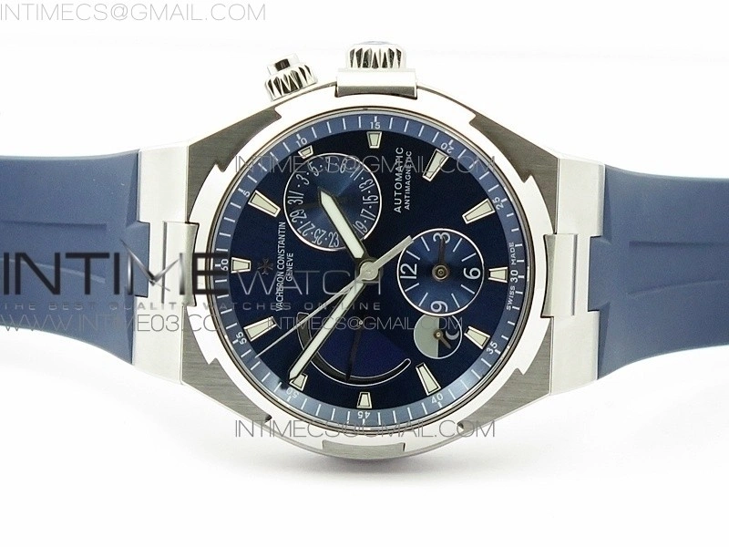 Overseas Dual Time Power Reserve TWA Best Edition Blue Dial on Blue Rubber Strap A1222
