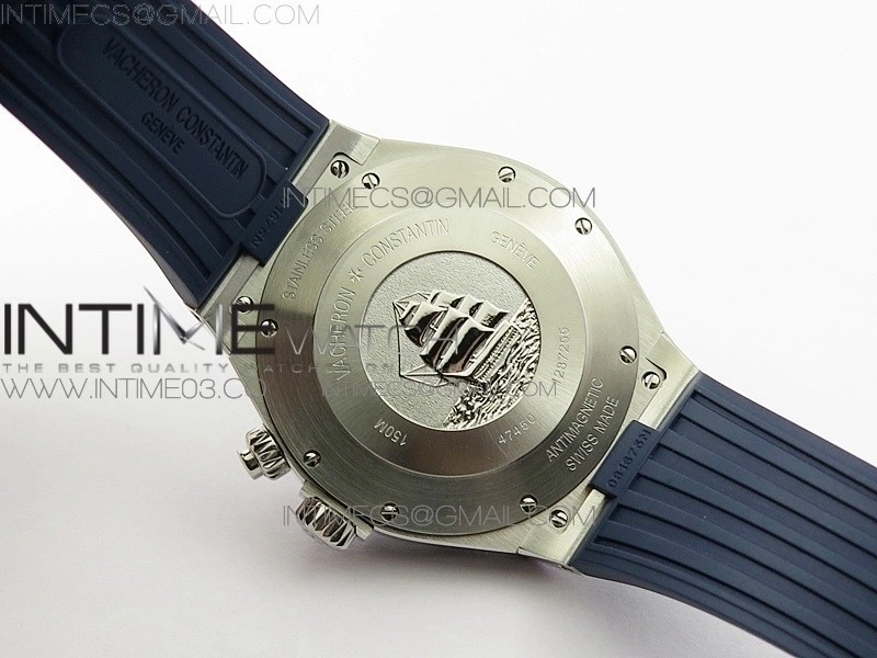 Overseas Dual Time Power Reserve TWA Best Edition Blue Dial on Blue Rubber Strap A1222