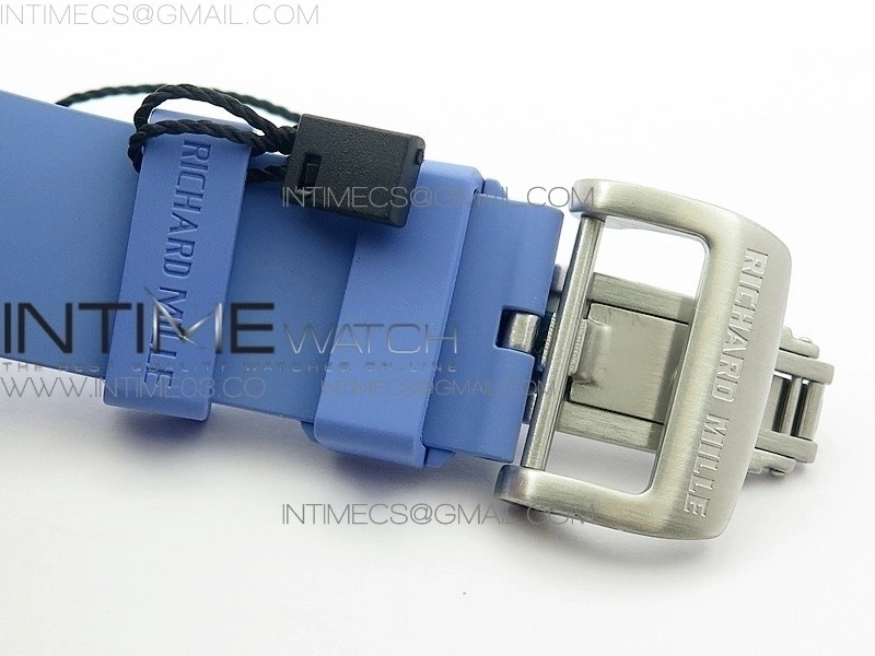 RM055 Real White Ceramic Case V2 KVF Best Edition Skeleton Dial Blue Crown on Blue Rubber Strap MIYOTA8215