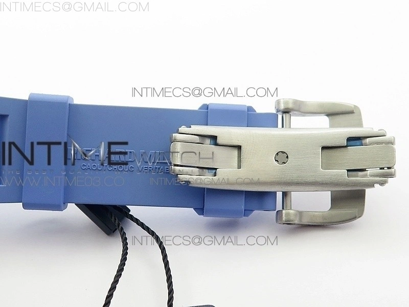 RM055 Real White Ceramic Case V2 KVF Best Edition Skeleton Dial Blue Crown on Blue Rubber Strap MIYOTA8215