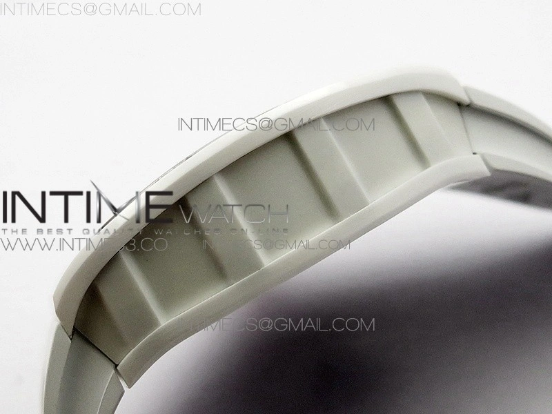 RM055 Real White Ceramic Case V2 KVF Best Edition Skeleton Dial Red Crown on White Rubber Strap MIYOTA8215