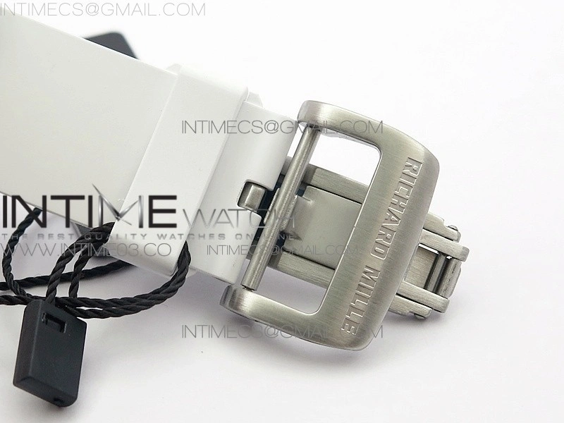 RM055 Real White Ceramic Case V2 KVF Best Edition Skeleton Dial Red Crown on White Rubber Strap MIYOTA8215
