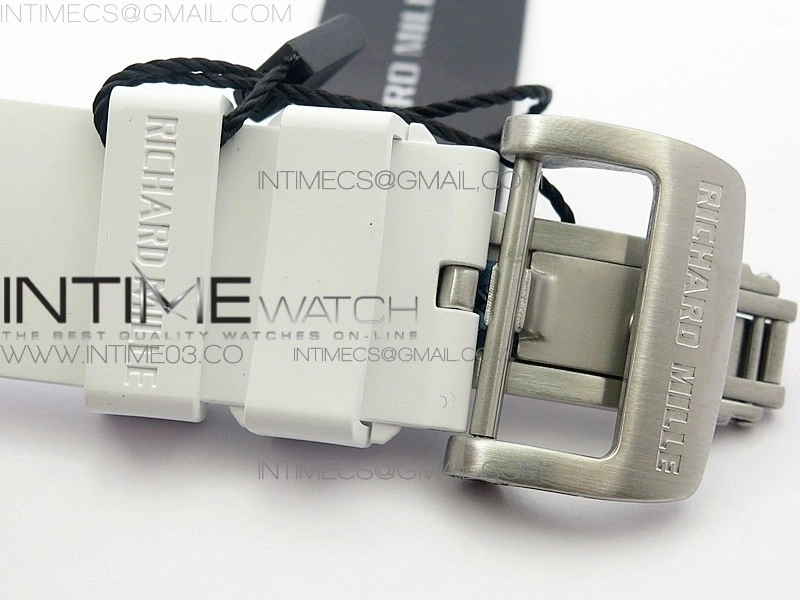 RM055 Real White Ceramic Case V2 KVF Best Edition Skeleton Dial Red Crown on White Rubber Strap MIYOTA8215