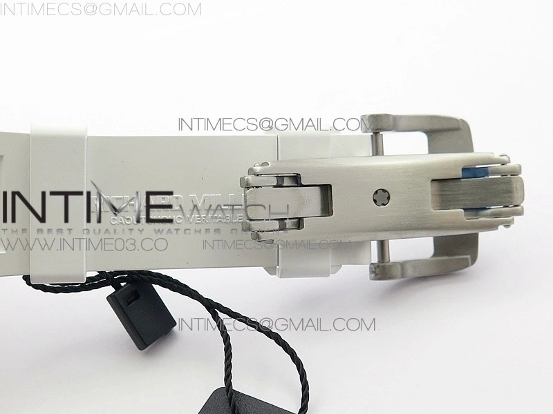 RM055 Real White Ceramic Case V2 KVF Best Edition Skeleton Dial Red Crown on White Rubber Strap MIYOTA8215