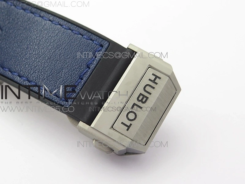 Big Bang Sang Bleu Ti Crystal Bezel And Case WWF 1:1 Best Edition Blue Skeletonal Dial On Blue Gummy Strap Asian HB1213 V2