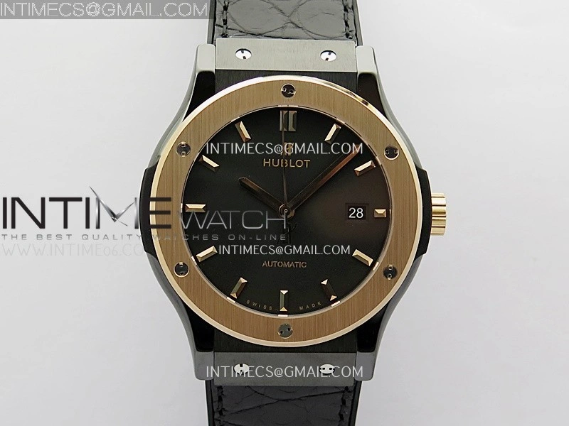 Classic Fusion 42mm Ceramic RG JJZF 1:1 Best Edition Black Dial On Black Gummy Strap
