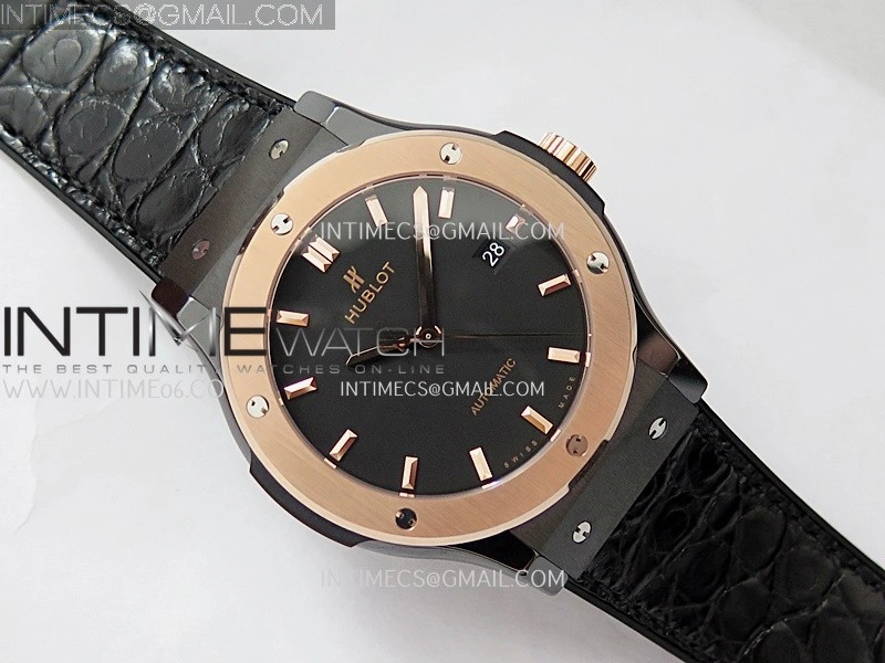 Classic Fusion 42mm Ceramic RG JJZF 1:1 Best Edition Black Dial On Black Gummy Strap
