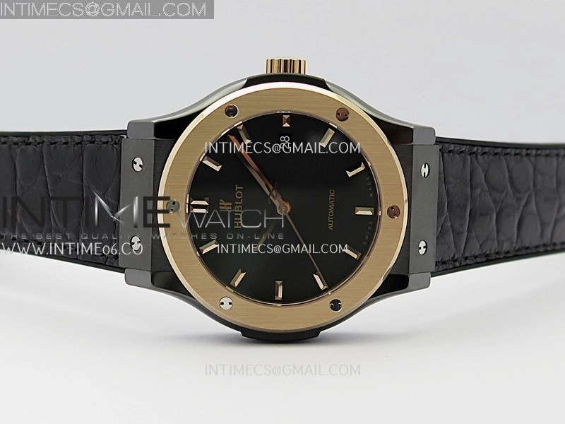 Classic Fusion 42mm Ceramic RG JJZF 1:1 Best Edition Black Dial On Black Gummy Strap