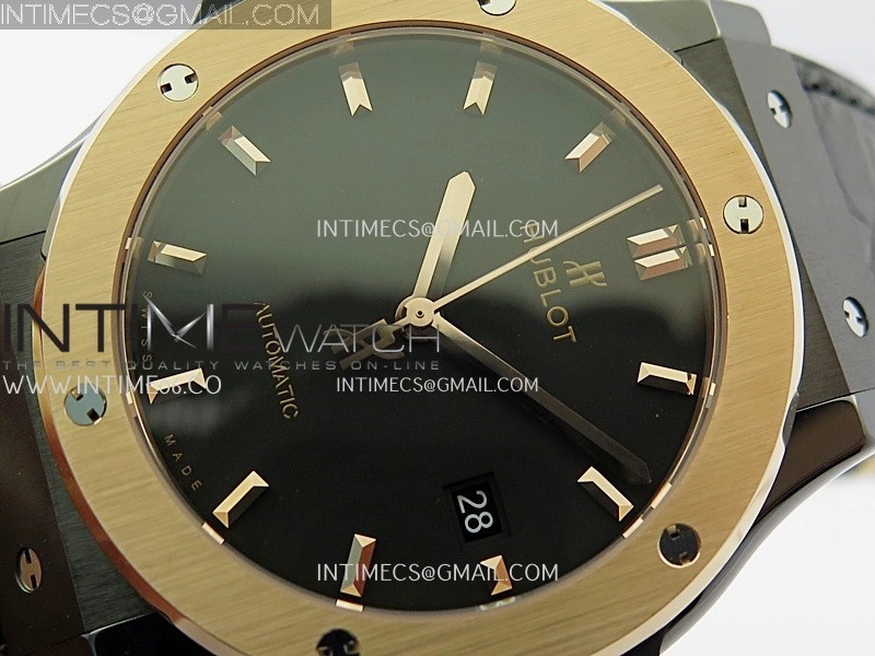 Classic Fusion 42mm Ceramic RG JJZF 1:1 Best Edition Black Dial On Black Gummy Strap