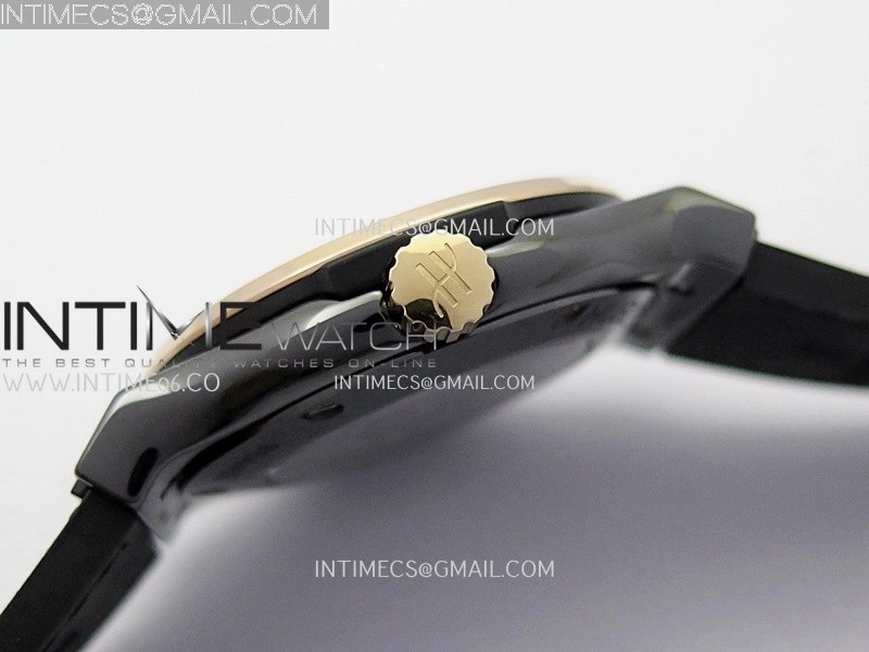 Classic Fusion 42mm Ceramic RG JJZF 1:1 Best Edition Black Dial On Black Gummy Strap