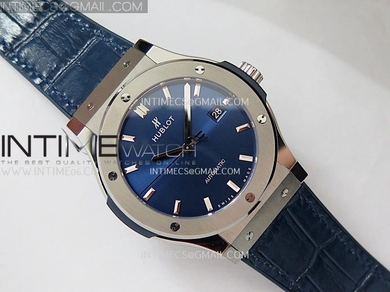 Classic Fusion 42mm Titanium JJZF 1:1 V2 Best Edition Blue Dial On Blue Gummy Strap