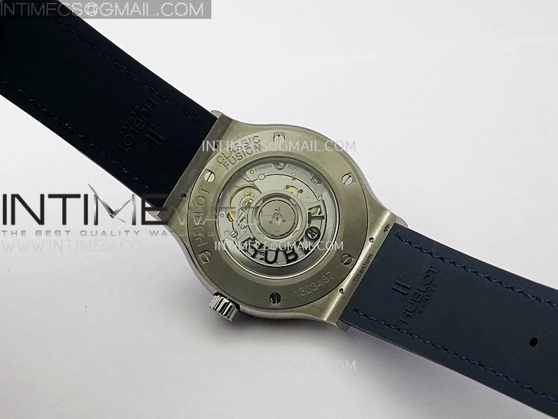 Classic Fusion 42mm Titanium JJZF 1:1 V2 Best Edition Blue Dial On Blue Gummy Strap