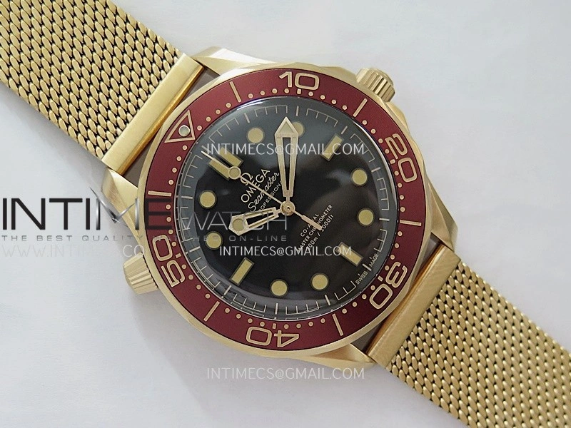 Seamaster 300M Diver Rose Gold VSF 1:1 Best Edition Black Dial on Mesh Bracelet A8806