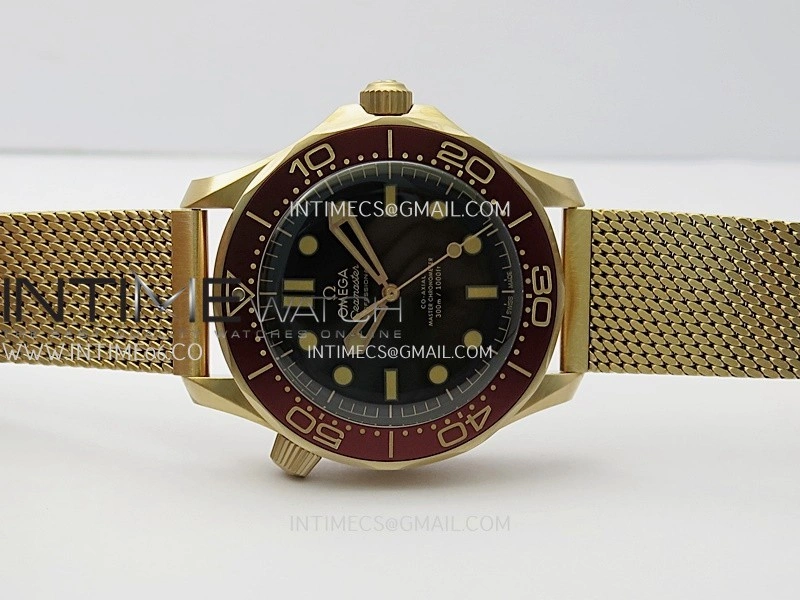Seamaster 300M Diver Rose Gold VSF 1:1 Best Edition Black Dial on Mesh Bracelet A8806