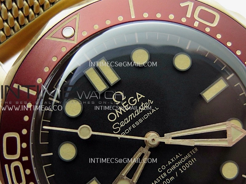 Seamaster 300M Diver Rose Gold VSF 1:1 Best Edition Black Dial on Mesh Bracelet A8806