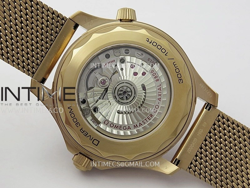 Seamaster 300M Diver Rose Gold VSF 1:1 Best Edition Black Dial on Mesh Bracelet A8806