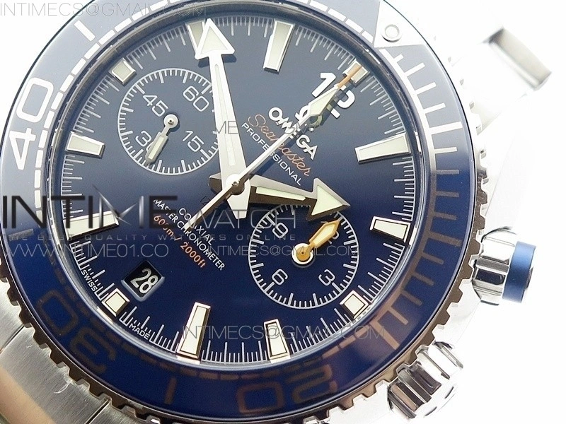 Planet Ocean Master Chronometer Chrono V2 SS OM 1:1 Best Edition Blue Dial on SS Bracelet A9900