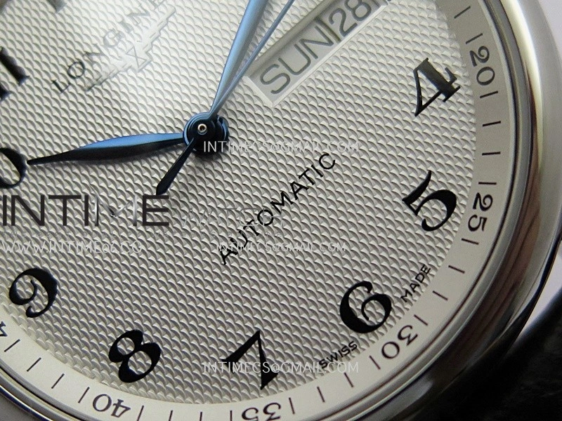 Master Day Date SS VSF 1:1 Best Edition White Textured Dial On Leather Strap A2836