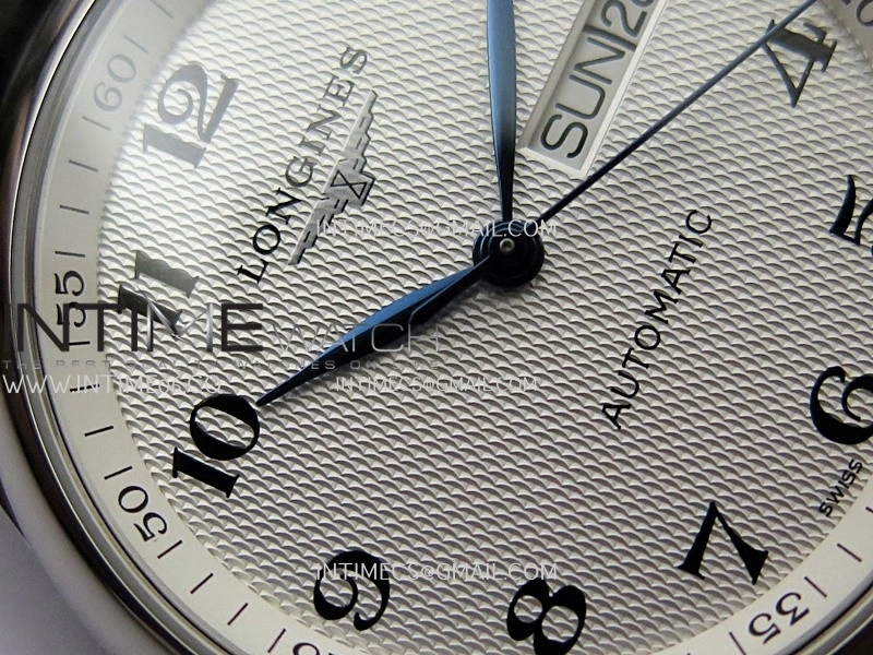 Master Day Date SS VSF 1:1 Best Edition White Textured Dial On Leather Strap A2836
