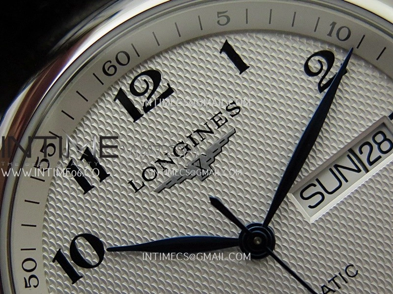 Master Day Date SS VSF 1:1 Best Edition White Textured Dial On Leather Strap A2836