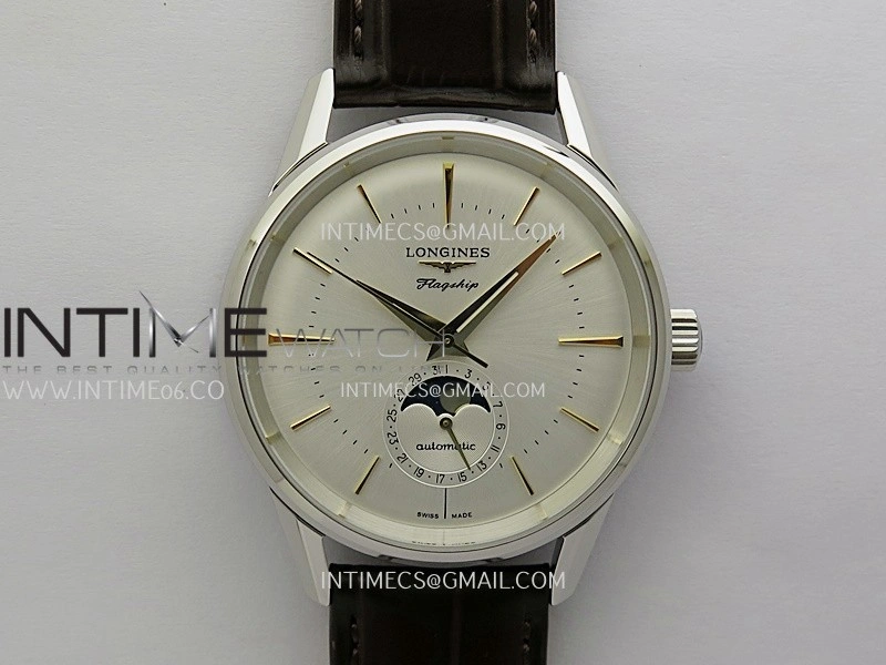 Master Moonphase SS APSF 1:1 Best Edition Silver Dial On Brown Leather Strap AL899