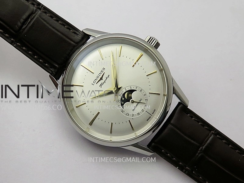 Master Moonphase SS APSF 1:1 Best Edition Silver Dial On Brown Leather Strap AL899