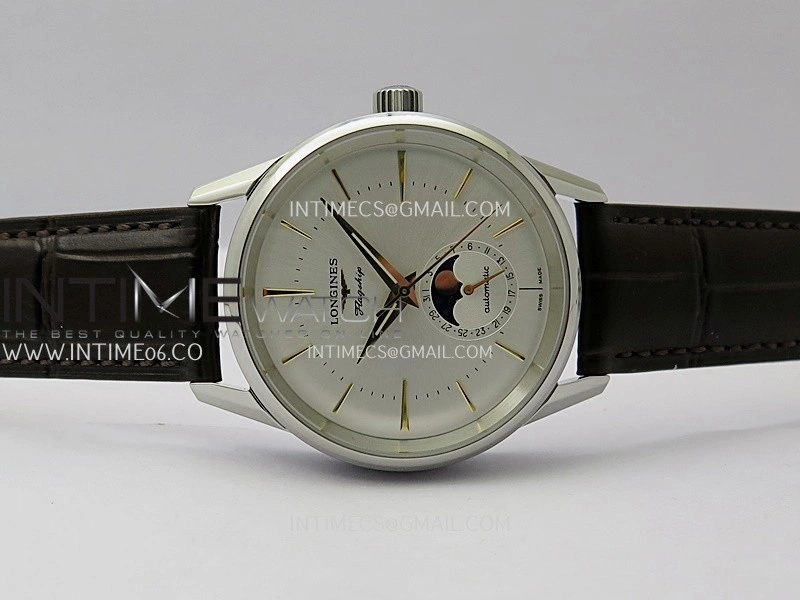 Master Moonphase SS APSF 1:1 Best Edition Silver Dial On Brown Leather Strap AL899
