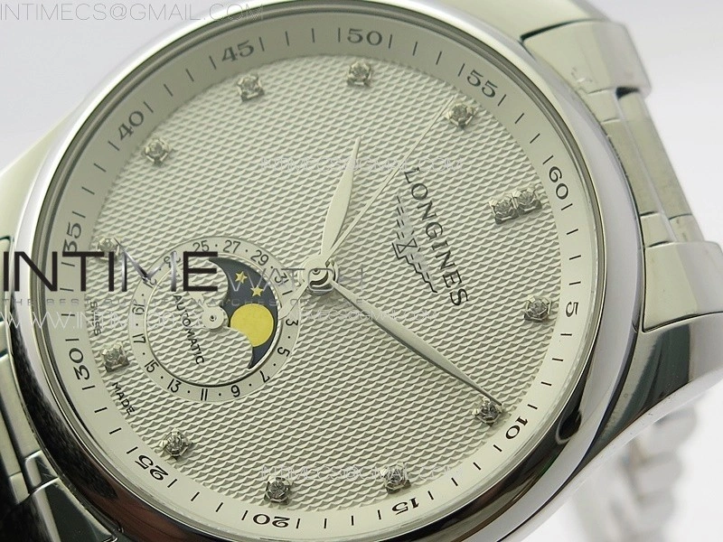 Master Moonphase SS APSF 1:1 Best Edition White Diamonds Dial on SS Bracelet AL899