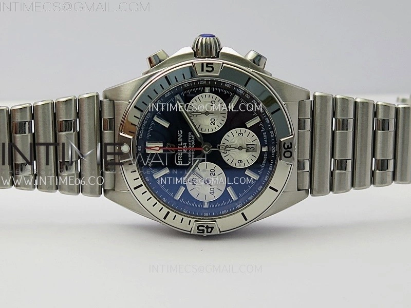 Chronomat B01 42mm SS TF 1:1 Best Edition Black Dial Silver Subdial on SS Bracelet A7750