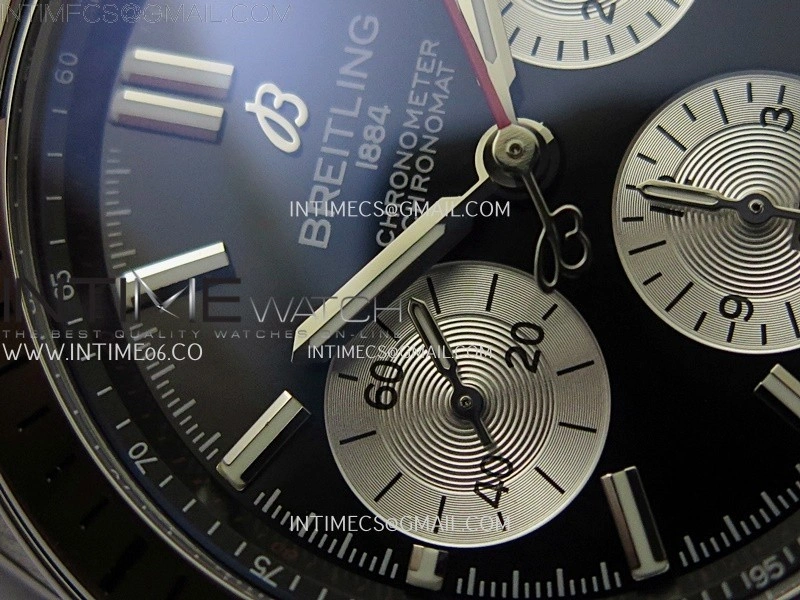 Chronomat B01 42mm SS TF 1:1 Best Edition Black Dial Silver Subdial on SS Bracelet A7750