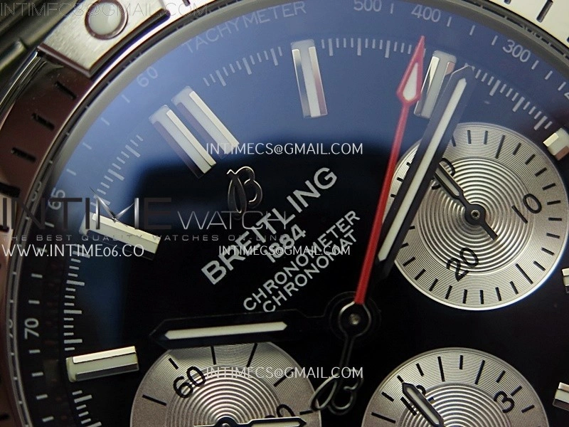 Chronomat B01 42mm SS TF 1:1 Best Edition Black Dial Silver Subdial on SS Bracelet A7750