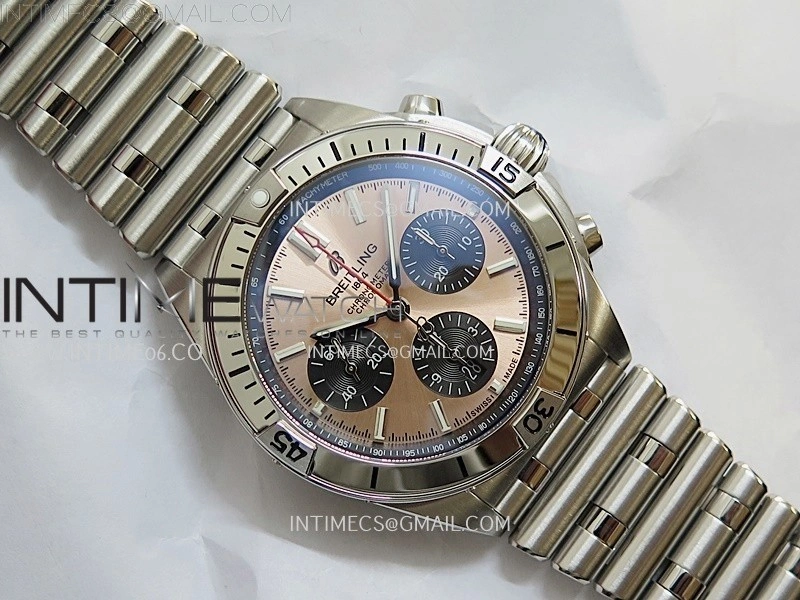 Chronomat B01 42mm SS TF 1:1 Best Edition Copper Dial Black Subdial on SS Bracelet A7750