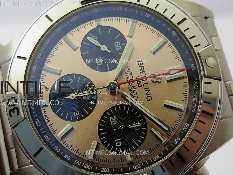 Chronomat B01 42mm SS TF 1:1 Best Edition Copper Dial Black Subdial on SS Bracelet A7750