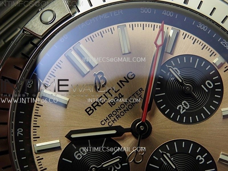 Chronomat B01 42mm SS TF 1:1 Best Edition Copper Dial Black Subdial on SS Bracelet A7750