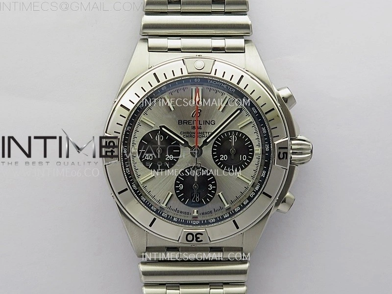 Chronomat B01 42mm SS TF 1:1 Best Edition Silver Dial Black Subdial on SS Bracelet A7750