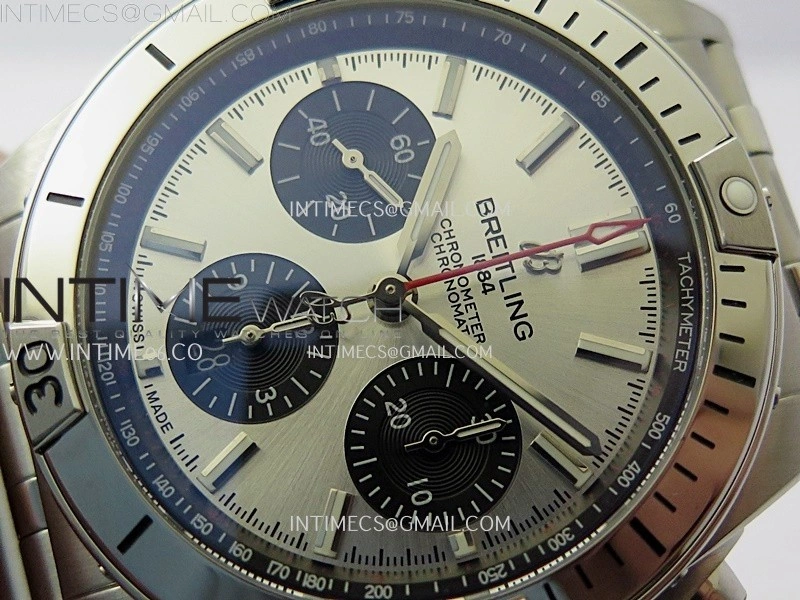 Chronomat B01 42mm SS TF 1:1 Best Edition Silver Dial Black Subdial on SS Bracelet A7750