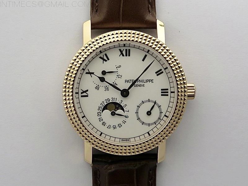 Calatrava 5057 Cortina Watch 50th Anniversary RG 3EF Best Edition White Dial on Brown Leather Strap A240